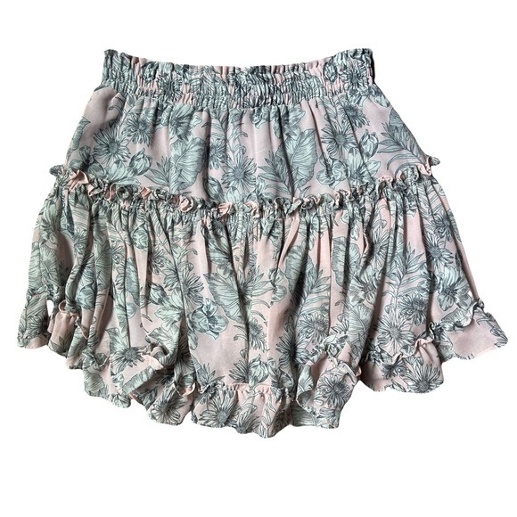 🎉HP🎉NWT MISA Los Angeles Floral Chiffon Marion Tiered Ruffle Mini Skirt Size S - Picture 3 of 9